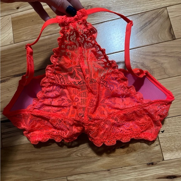 Victoria’s Secret PINK date racerback lace Bra 32D neon orange - Picture 5 of 6